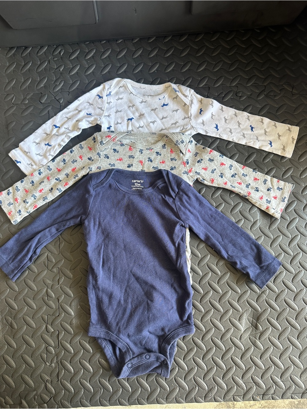 Carter's Navy, White & Heather Gray Long-Sleeve Baby Bodysuit 3-Pack